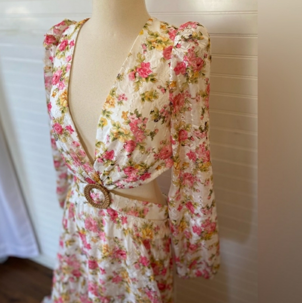 Floral Cutout Dress with Ring Detail
